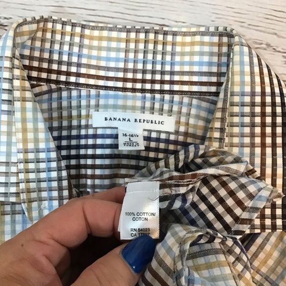 Banana Republic Mens Plaid Button Down Shirt Large - Picture 5 of 5